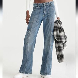 Aeropostale Denim Utility Cargo Baggy Pants Sz 14